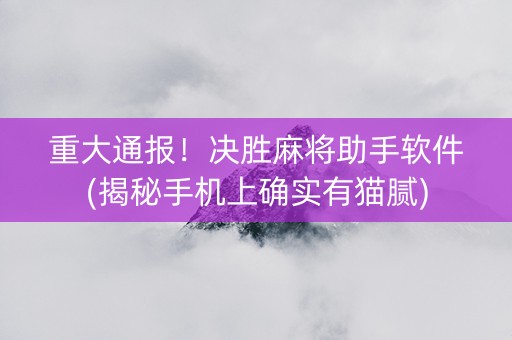 重大通报！决胜麻将助手软件(揭秘手机上确实有猫腻)
