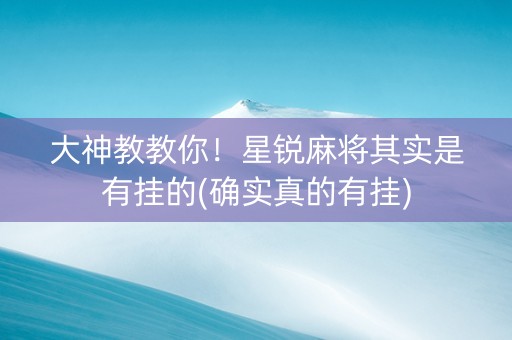 大神教教你！星锐麻将其实是有挂的(确实真的有挂)