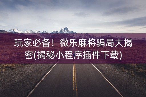 玩家必备！微乐麻将骗局大揭密(揭秘小程序插件下载)