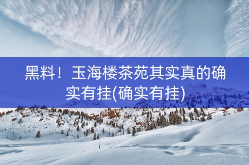 黑料！玉海楼茶苑其实真的确实有挂(确实有挂)