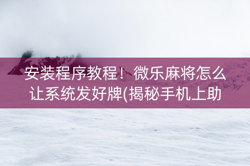 安装程序教程！微乐麻将怎么让系统发好牌(揭秘手机上助手软件)