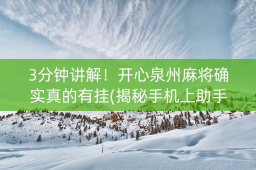 3分钟讲解！开心泉州麻将确实真的有挂(揭秘手机上助手软件)