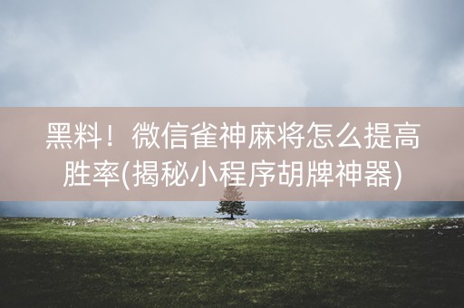 黑料！微信雀神麻将怎么提高胜率(揭秘小程序胡牌神器)