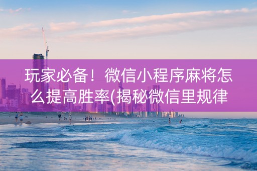 玩家必备！微信小程序麻将怎么提高胜率(揭秘微信里规律攻略)