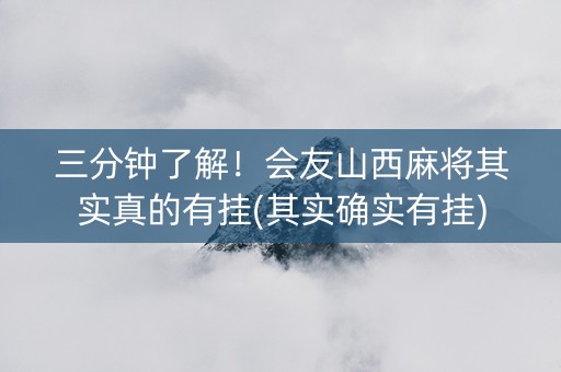 三分钟了解！会友山西麻将其实真的有挂(其实确实有挂)