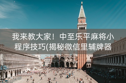 我来教大家！中至乐平麻将小程序技巧(揭秘微信里辅牌器)