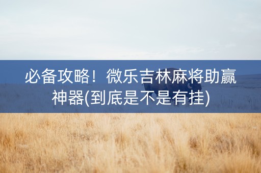 必备攻略！微乐吉林麻将助赢神器(到底是不是有挂)