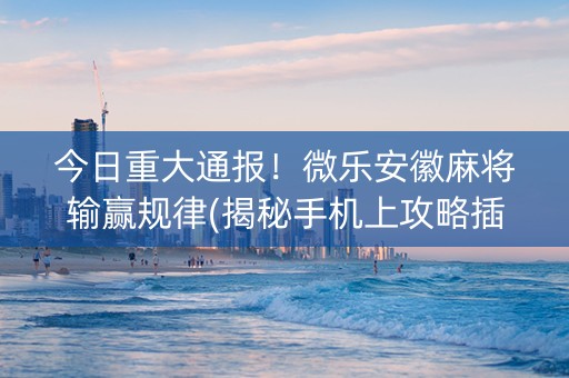 今日重大通报！微乐安徽麻将输赢规律(揭秘手机上攻略插件)