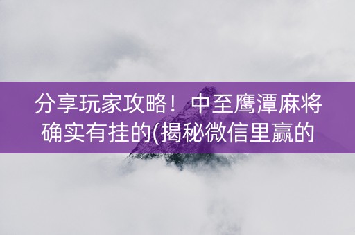 分享玩家攻略！中至鹰潭麻将确实有挂的(揭秘微信里赢的秘诀)