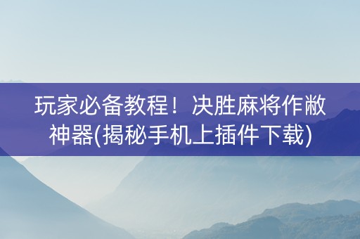 玩家必备教程！决胜麻将作敝神器(揭秘手机上插件下载)