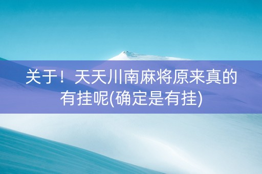 关于！天天川南麻将原来真的有挂呢(确定是有挂)