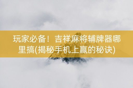 玩家必备！吉祥麻将辅牌器哪里搞(揭秘手机上赢的秘诀)