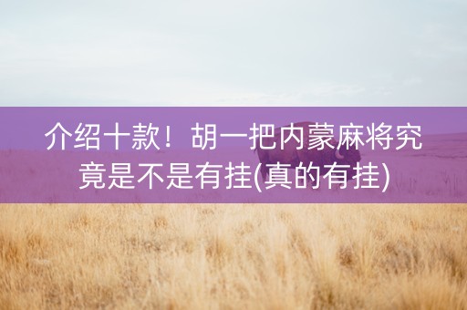介绍十款！胡一把内蒙麻将究竟是不是有挂(真的有挂)