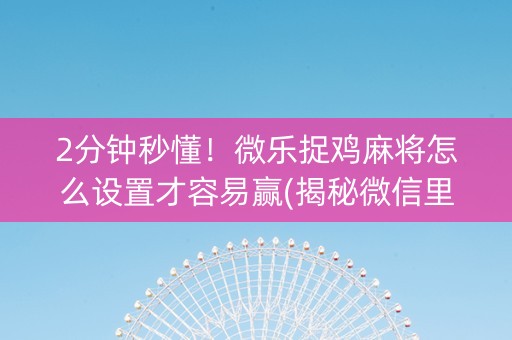 2分钟秒懂！微乐捉鸡麻将怎么设置才容易赢(揭秘微信里插件免费)