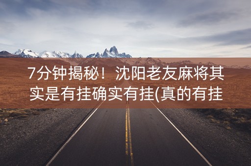 7分钟揭秘！沈阳老友麻将其实是有挂确实有挂(真的有挂确实有挂)