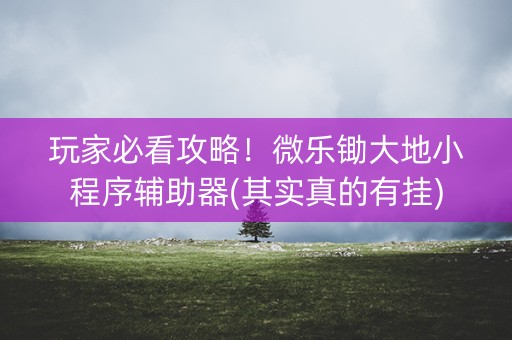 玩家必看攻略！微乐锄大地小程序辅助器(其实真的有挂)