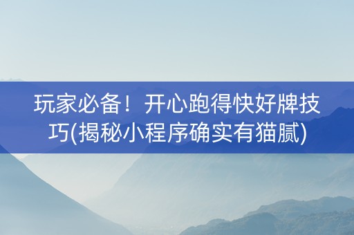 玩家必备！开心跑得快好牌技巧(揭秘小程序确实有猫腻)