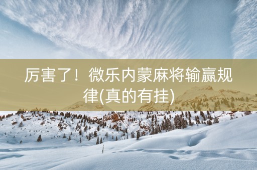 厉害了！微乐内蒙麻将输赢规律(真的有挂)