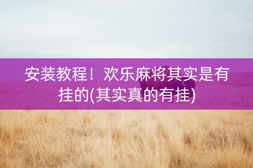 安装教程！欢乐麻将其实是有挂的(其实真的有挂)