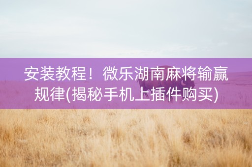 安装教程！微乐湖南麻将输赢规律(揭秘手机上插件购买)