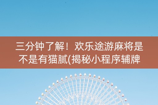 三分钟了解！欢乐途游麻将是不是有猫腻(揭秘小程序辅牌器)