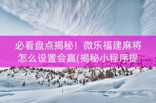 必看盘点揭秘！微乐福建麻将怎么设置会赢(揭秘小程序提高赢的概率)