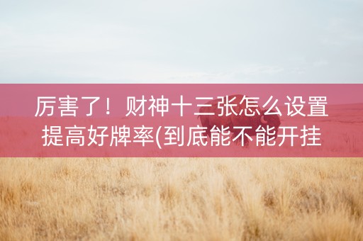 厉害了！财神十三张怎么设置提高好牌率(到底能不能开挂)