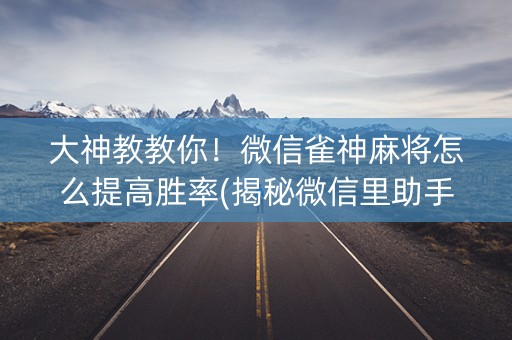 大神教教你！微信雀神麻将怎么提高胜率(揭秘微信里助手软件)