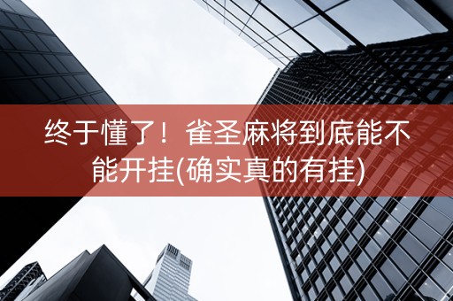 终于懂了！雀圣麻将到底能不能开挂(确实真的有挂)