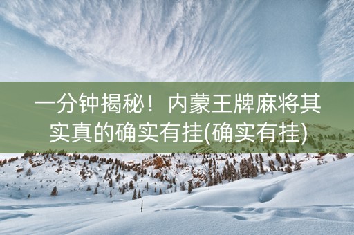 一分钟揭秘！内蒙王牌麻将其实真的确实有挂(确实有挂)