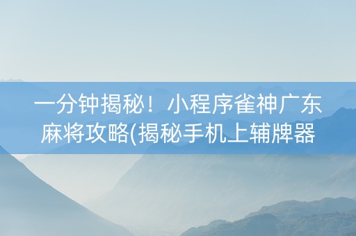 一分钟揭秘！小程序雀神广东麻将攻略(揭秘手机上辅牌器)