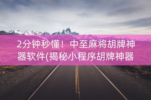 2分钟秒懂！中至麻将胡牌神器软件(揭秘小程序胡牌神器)
