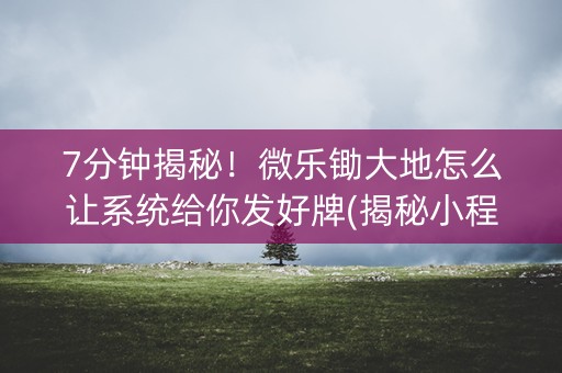 7分钟揭秘！微乐锄大地怎么让系统给你发好牌(揭秘小程序助手软件)