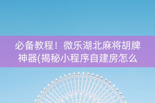 必备教程！微乐湖北麻将胡牌神器(揭秘小程序自建房怎么赢)