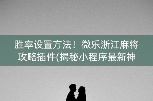 胜率设置方法！微乐浙江麻将攻略插件(揭秘小程序最新神器下载)