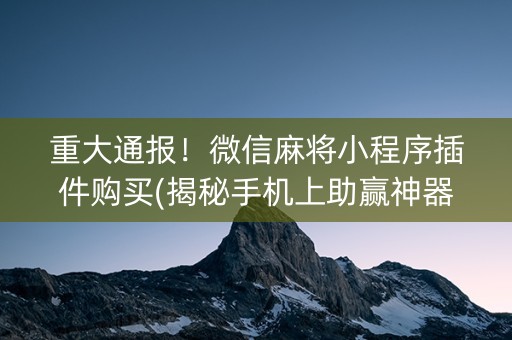 重大通报！微信麻将小程序插件购买(揭秘手机上助赢神器)