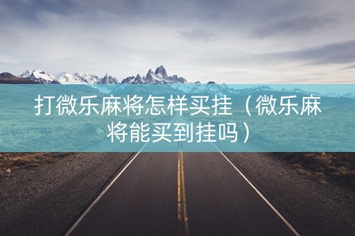 打微乐麻将怎样买挂（微乐麻将能买到挂吗）