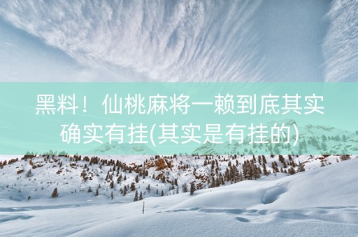 黑料！仙桃麻将一赖到底其实确实有挂(其实是有挂的)