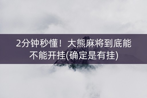 2分钟秒懂！大熊麻将到底能不能开挂(确定是有挂)