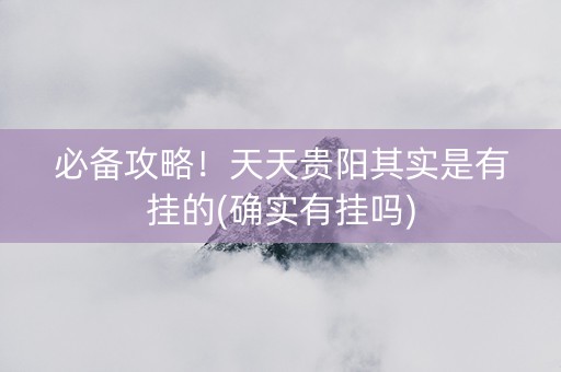 必备攻略！天天贵阳其实是有挂的(确实有挂吗)