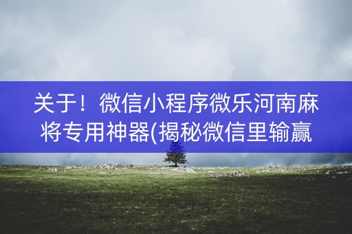 关于！微信小程序微乐河南麻将专用神器(揭秘微信里输赢规律)