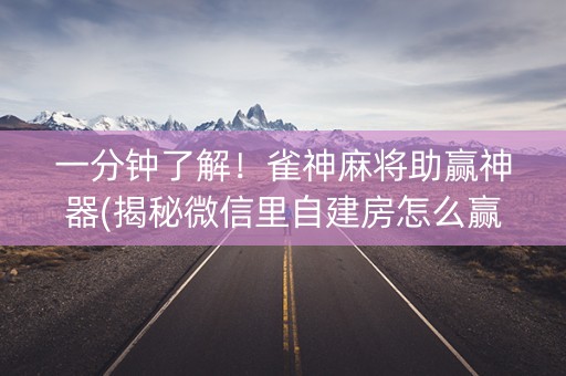 一分钟了解！雀神麻将助赢神器(揭秘微信里自建房怎么赢)