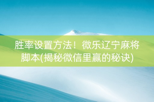 胜率设置方法！微乐辽宁麻将脚本(揭秘微信里赢的秘诀)