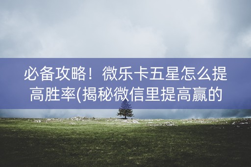 必备攻略！微乐卡五星怎么提高胜率(揭秘微信里提高赢的概率)