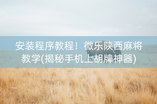 安装程序教程！微乐陕西麻将教学(揭秘手机上胡牌神器)