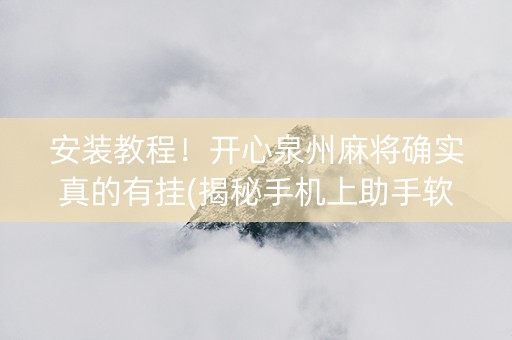 安装教程！开心泉州麻将确实真的有挂(揭秘手机上助手软件)