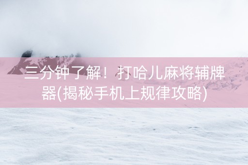 三分钟了解！打哈儿麻将辅牌器(揭秘手机上规律攻略)