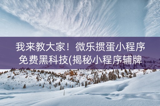 我来教大家！微乐掼蛋小程序免费黑科技(揭秘小程序辅牌器)