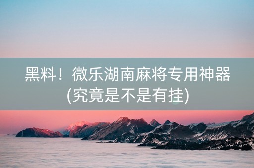 黑料！微乐湖南麻将专用神器(究竟是不是有挂)