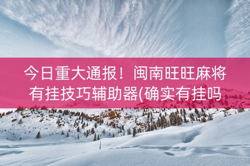 今日重大通报！闽南旺旺麻将有挂技巧辅助器(确实有挂吗)